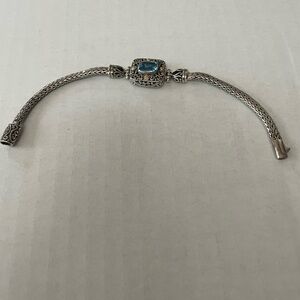 Silver and Blue Gemstone Bracelet Woven Band Look Of  Brighton Sturdy Clasp 7”